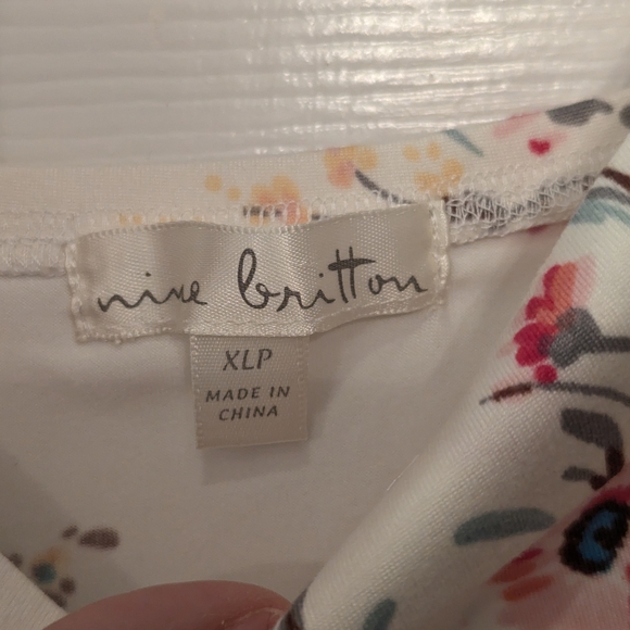 NWT Nine Britton Floral Knit mini cream coral Strappy skater beachy Dress sz XLP - Picture 12 of 14